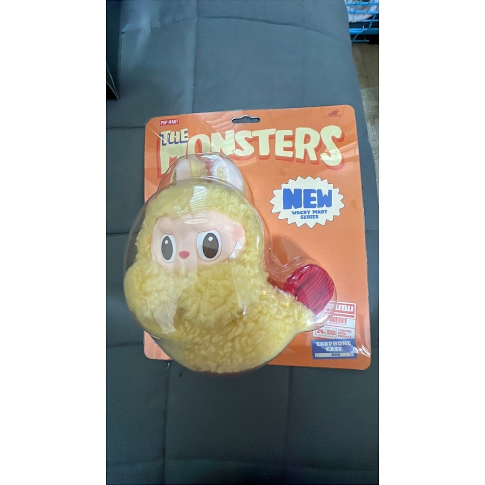 Pop Mart The Monsters Wacky Mart Series Labubu Plush Earphone Case Yellow New